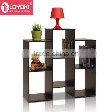 Staggered Cube Bookcase With 6 Shelves Original Design Display Shelf Home Furniture Wood Book Rack photo-2