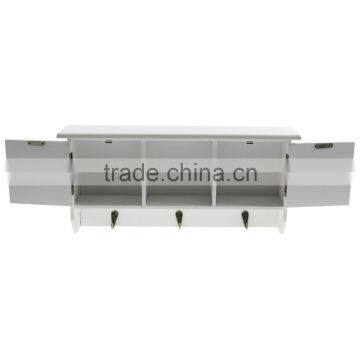 Wall Mounted MDF Wooden Decorative Floating Wall Shelf With Metal Hooks photo-3