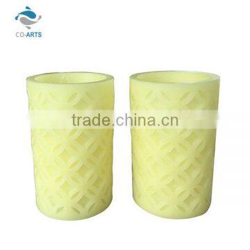 Professional carving yellow battery charge led wax candle