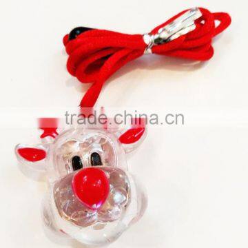 Customized plastic santa pedant flashing led lights crafts necklace