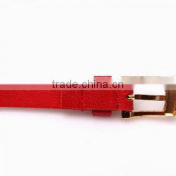 Wholesale Oval Rivets Decorated Square Pin Buckle Sex Girl Thin PU Waist Belt photo-6