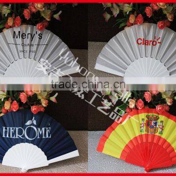 Cheap fabric hand held plastic fan