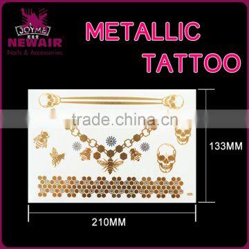 Summer Style Men Women Body Art Gold Metallic Tattoo Sticker photo-2