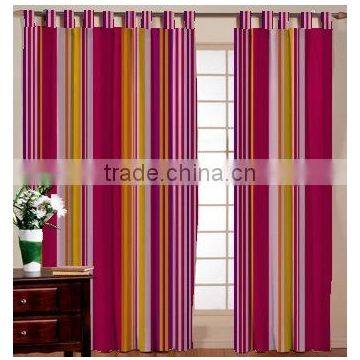 Indian Made Cotton Stripe Curtain / Door Cotton Stripe Curtain / Round Metal Sliding Stripe Curtain / Blind Cotton Curtain