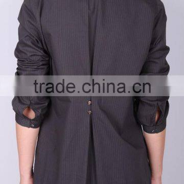 Women Ruffle Placket Blouse , Yarn Dye Long Sleeve Blouse/tops photo-2