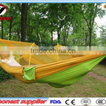 Hot Popular Amazon Wholesale Outdoor Parachute Nylon Mosquito Net Hammock- Portable Camping Hammock with Mosquito Netting