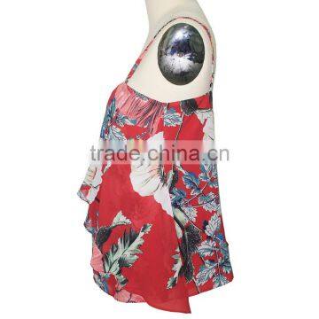 Women Fashion Apparel Loose Fit New Print Chiffon Tops and Blouse Picture photo-3