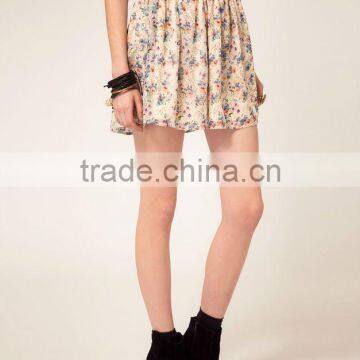 12SK005 Summer Hot Selling Fashion Spray Floral Full Mini Skirt