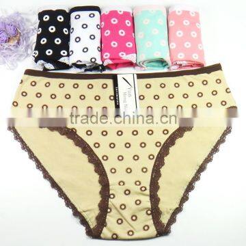 Soft Cotton Panties For Women Fancy Printing Girls Briefs With Lace Trim Sexy Lingerie photo-2