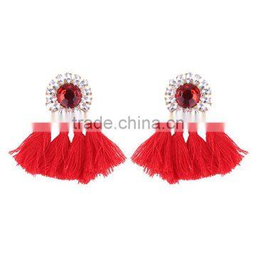 Bohemian Jewelry Big Crystal Gems With Tassel Drop Earrings for Women photo-3
