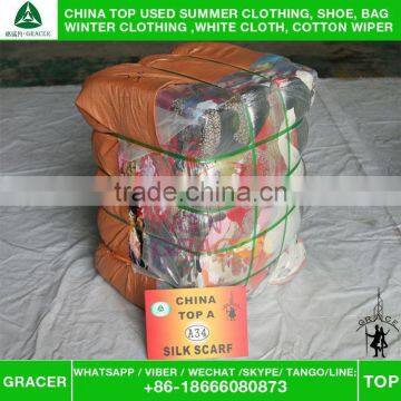 Stock Second Hand Bales 100Kg Ladies Silk Scarf Used Clothing Warehouse photo-5