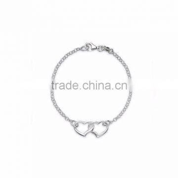 Silver Plated Designer Double Heart Bracelet