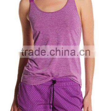 MGOO OEM Service Purple Spandex Fabric Stretchy Racer Back Singlet Wholesale Cool Dry Women Sport Tank Top photo-2