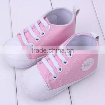 2014 new baby product pink cotton baby canvas shoe girls soft canvas shoes