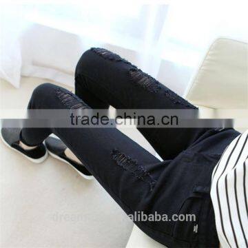 New Women's Fashion Straight Jeans Ripped Holes Female Long Term Mid Waist Cotton Washed Denim Pants photo-6