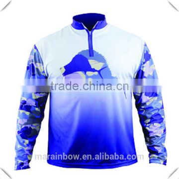 Full Sublimation Printed Mens 1/2 Zipper Long Sleeve Fishing Shirt Tournament Fishing Jersey Dri-Fit Performance T-Shirt