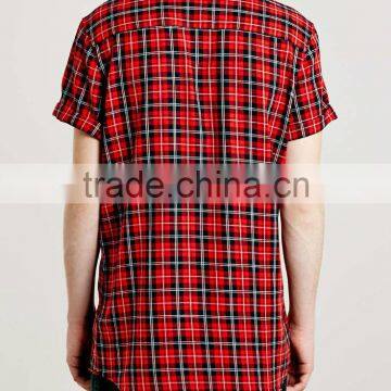 Mens Long Line Scotland Plaid Shirt 100 Cotton Shirt photo-3