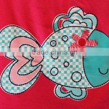 2016 Fashion Baby Girls Summer 2 Pcs Set Fish Printed 100% Cotton Cap Sleeve Clothing Set TP-7720 photo-2