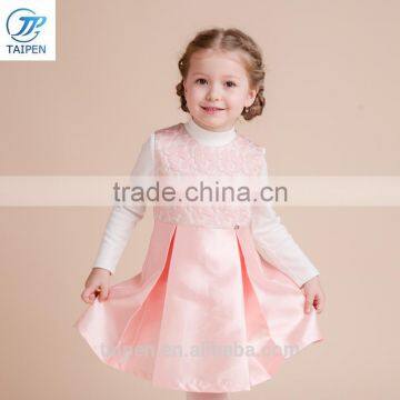 Girl's Pleated Satin Dress With Flower Printed High Quality Party Dress Designs For Girl Sleeveless Dress