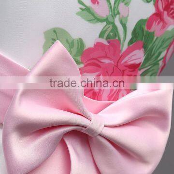 Round Collar and With Flower Design Dress, Bow Tie Dress,pure Cotton Girls Princess Dresses photo-4