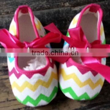 multi-colored/colorful chevron newborn baby crib shoes