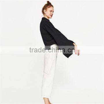 Peg-leg Trousers Cotton White Pants for Women photo-2