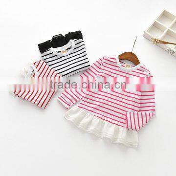 Wholesale tulle girls cute striped t shirt custom printed t shirts