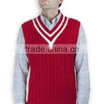 Latest Design V Neck Cable Knitting Sleeveless Man Vest photo-2