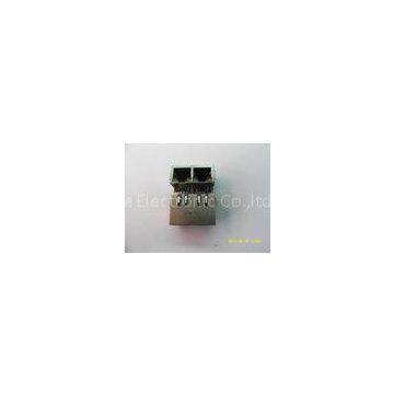 1x2 Tab Down rj45 double port  shield Transmitter filter with 10/100BASE Transformers,with 90 degree