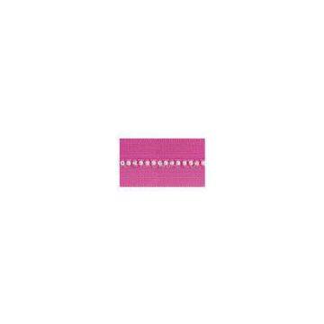 Fashion Crystal One-way Single Diamond Long Chain Zipper Silver Finished