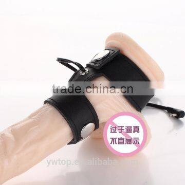 PU Leather Physiotherapy Electric Shock Penis Ring Cook Rings Extension Sex Products