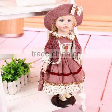 Vintage Ceramic Porcelain Doll With Metal Stand
