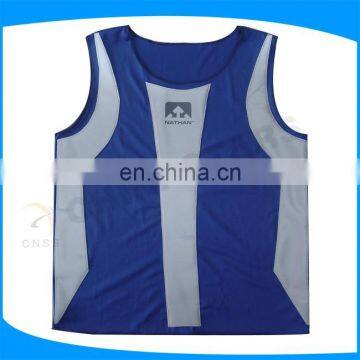 blue stretch waterproof safety vest with heat applied film, nathan reflective vest for sports men