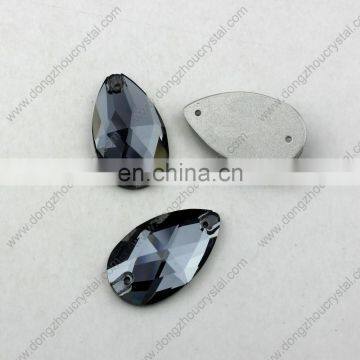 DZ-3065 AB Effect Color Flat Back Drop Crystal Sew on Stones for Clothes photo-5