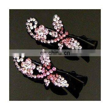 2013 newest fashion alloy colorful dragonfly rhinestone hair clip