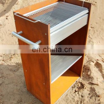 Outdoor Heater Corten Steel Fire Pit and Stainless Steel Grill