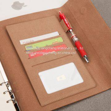 2020 new 6 ring bind notebook custom a5 planner kraft diary calendar card holder logo printing notebook