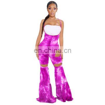 Streetwear Sexy Women Elastic Ruffles Hole Flare Pants Leggings High Waist Overall Trousers Draped Jogger Sweatpants photo-3