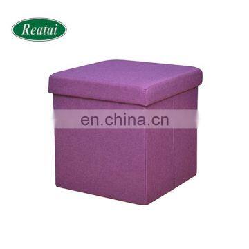 Reatai High Quality Cube Square Linen Fabric Foldable Ottoman Storage Box for House photo-5