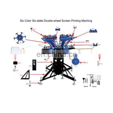 Floor Type Micro-adjust Six Colors Six Stations T-shirt Machine Serigraphie Manual photo-2