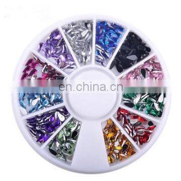 Mixed Design 12 Colors AB water drop nail pearl set Acrylic 3D Nail Art Rhinestone wheel