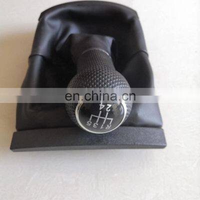 High quality auto parts gear shift knob with black leather covers car gear shift cover 5SPEED for VW