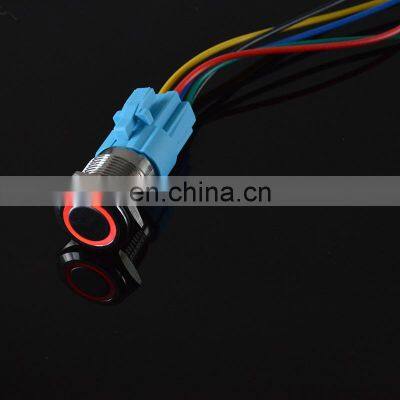 16mm Waterproof Momentary Latching 1NO 1NC Metal Push Button Switch Ring and LED Light 9-24V 12V 110V 220V Wide Voltage