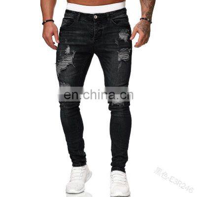 Manufacturers Wholesale Custom-made Holes Grind White Slim-fit Denim Trousers Fashion Slim-fit Plus Size Men's Trousers photo-5