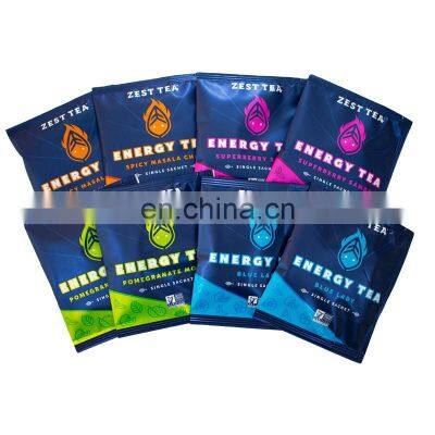 Customized Printed Factory Direct Sales Heat Seal Small Tea Sachet Bag With Tear Notch Top Print Tea Sachet Bag Foil Tea Sachet