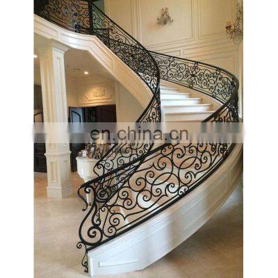 modern custom stair case balusters hand forged antique steel scrolls design security wrought iron railing