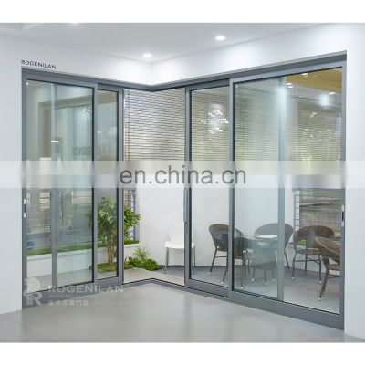 Waterproof glass sliding bathroom slim aluminum corner door prices