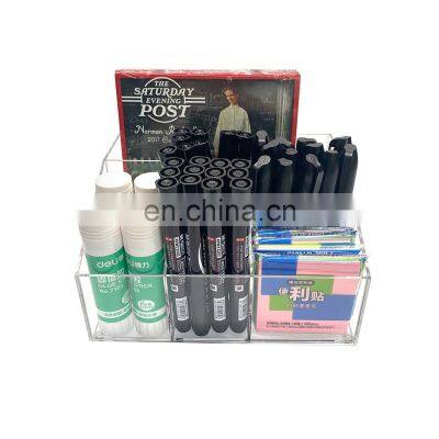 Clear Acrylic Desk Pen Organizer 7 Compartments Pencil Holder Desktop Acrylic Stationery Organizer for School Office photo-3