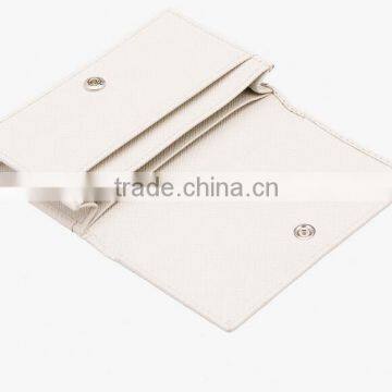 High Quality White and Black Color Genuine Saffiano Leather Credit Card Holder Purse Business Name Card Pouch