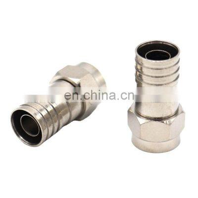 F crimp male connector for RG58/RG589/RG6, rf connector Nickel plated